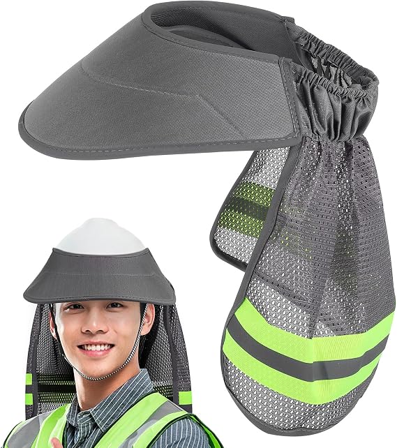 Hard Hat Sun Shade Compatible with Safety Helmet Sun Protection Safety Helmet Accessory with Neck Shade High Visibility Construction Gear