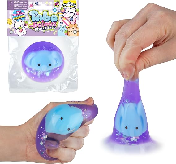ORB Tabalicious SqweeziPals TABA スクイッシーエレファントトイ - キュートで粘着性のあるTABAグリッターオーブとスクイッシーブルーエレファントの内側に - 動物のストレスボールスクイーズ - かわいい感覚フィジェットトイ 子供と大人向け