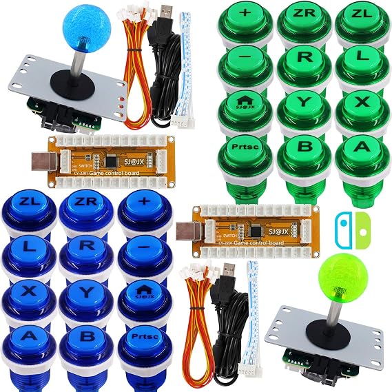 SJ@JX Arcade Game Controller USB Encoder 2 Player Gamepad Cherry MX Microswitch Button 8way Joystick for Nintendo Switch PC PS3 Retropie Raspberry Pi MAME