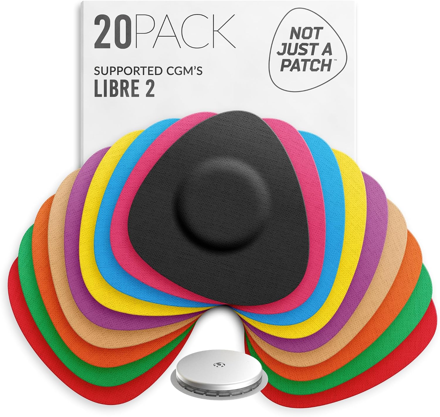 Not Just A Patch Freestyle Libre 2 Sensor Covers 20 Pack Lingo CGM Patches for Freestyle Libre 2 - Water Resistant & Durable for 10-14 Days - Multicolor
