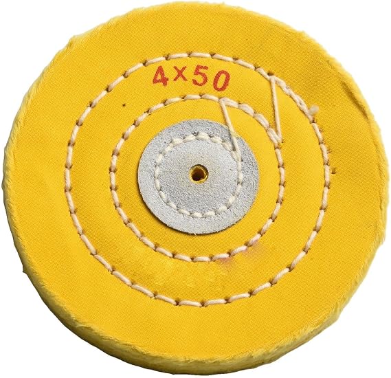 4" Cotton Buffing Wheel 50-Ply, Polishing Compound for Jewelry Metal Stainless Steel Wood Glass Plastic Fine Finishing(Yellow)