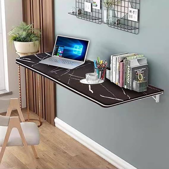 Foldable Floating Wall Desk Wall Mounted Folding Table Functional Hanging Desk for Laundry Room Home Office Computer Workstation Study Workbench Kitchen Dining Black 31.5"x15.7"