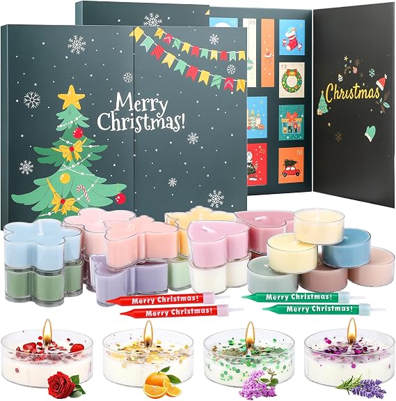 Candle Advent Calendar 2025 Women, 22 Scented Candles Tealight with 4 Merry Christmas Candles, Tealight Advent Calendar 2025, Thoughtful Christmas