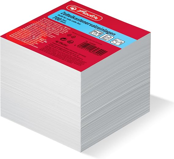 Herlitz 1603000 Notelet Box Replacement Insert 700 Sheets 9 x 9 cm White