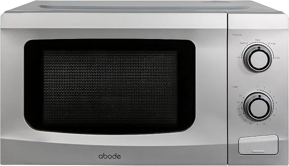 Abode 20L Manual Microwave Silver 700W with 5 Power Levels & Timer, Button & Dial Control, Defrost Function, AMM2001S (Silver, Manual)