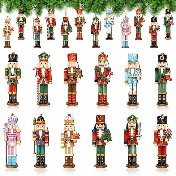 12Pcs Nutcracker Soldier Hanging Ornaments for Christmas Tree Decorations