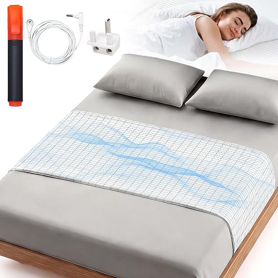 Grounding Bed Sheet Earthing UK, Grounding Sheets 10% Silver Fiber 90% Organic Cotton for Better Sleep & Stress Relief, Natural Wellness Earthing Sheet with UK Plug & Cord (White, 60x260cm)