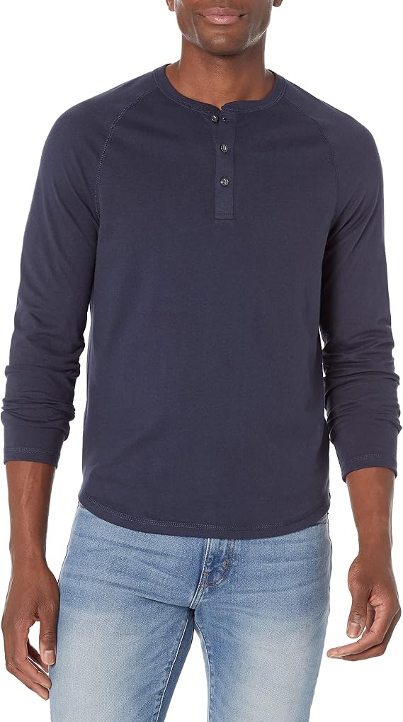 Amazon Essentials Men's Long-Sleeve 100% Cotton Henley Shirt