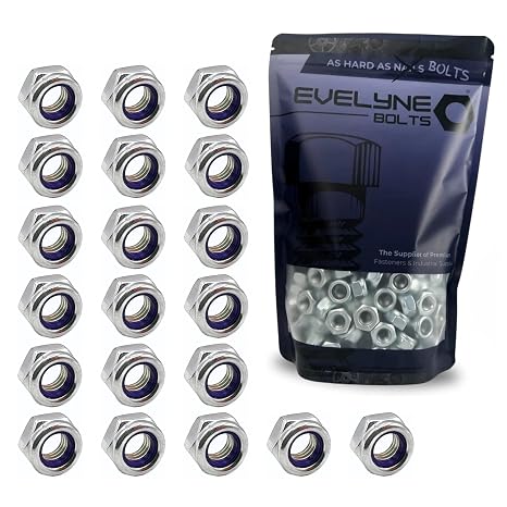 M4 Nyloc Steel Nuts, 4mm Self Locking Nuts with Nylon Inserts (20 Pack) Evelyne