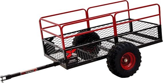 Yutrax Heavy Duty ATV/UTV Trailer - 1,500 lb. Capacity, Red/Black, Powder Coated, Off-Road Use