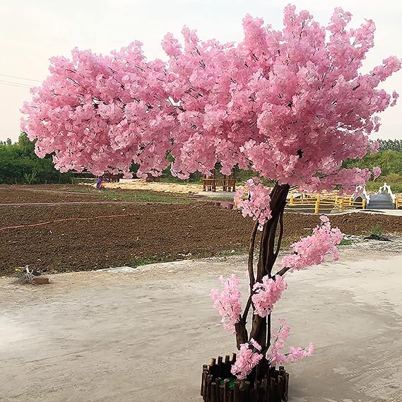 Party Artificial Cherry Blossom Trees Handmade Light Pink Tree Multiple Sizes Indoor Outdoor Home Office Wedding Wishing Tree,Pink,1.8x1.5m [Energy Class A]