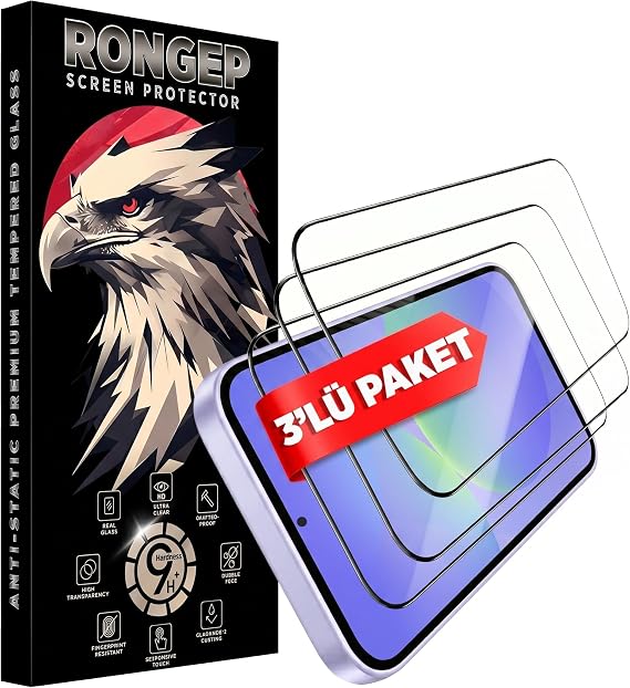 Rongep [3'lü Paket] Samsung Galaxy A36 için Ekran Koruyucu 9H Sertlikte Anti-Static Temperli Cam Netlik ve Dokunmatiği Etkilemeyen Çizik ve Darbelere Karşı Samsung A36 Ekran Koruyucu