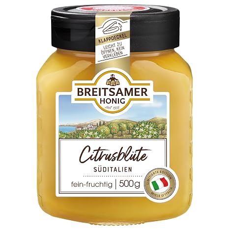 Breitsamer Honey Citrus Blossom from Southern Italy 500 g Creamy - Delicate Fine Fruity Citrus Blossom Honey Aromatic and Lovely (1 x 500 g)