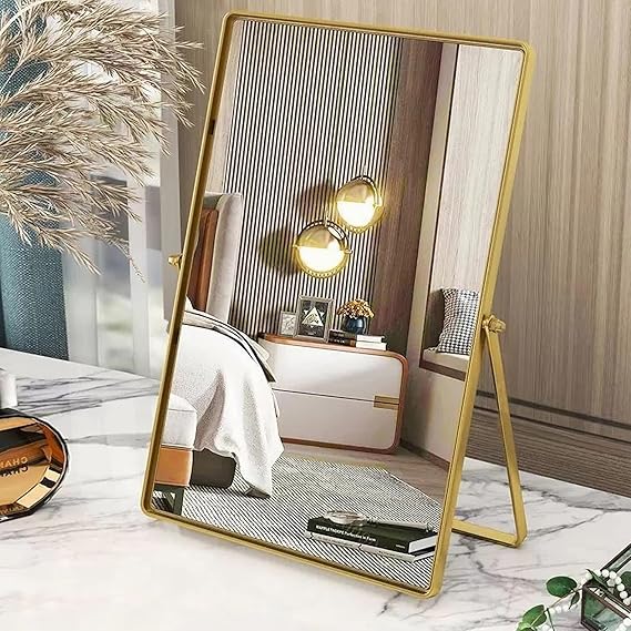 Makeup Desk Mirror Gold Rectangular Dressing Table Mirror