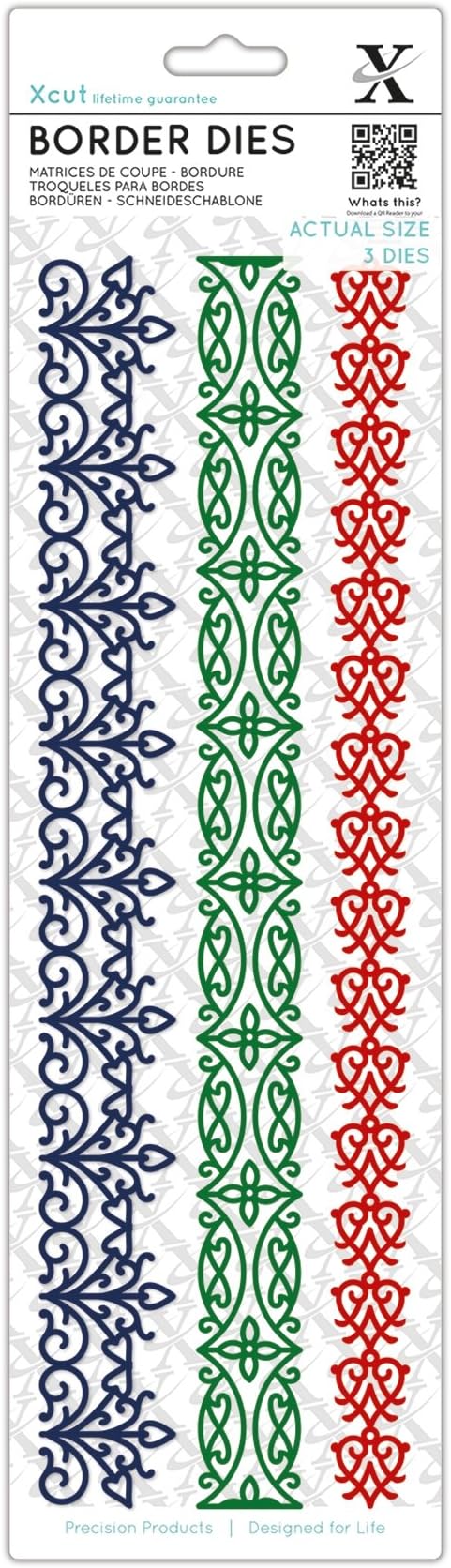 Xcut Border Dies Art & Craft Borders, 3 Pieces, Carbon Steel, Art Craft, Cutting Tool Supplies, Beautiful Decoration, Card Making, Tag, Wrapping, Scrapbooking, Invitation Making, Crafters Companion