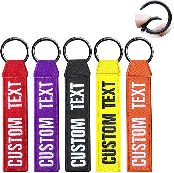 Personalized Keyrings, Double-Sided Embroidery Text Number Keychain