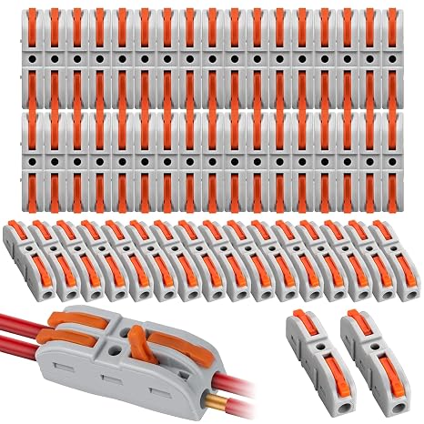 Quick Electrical Connectors, 50 Pieces SPL-1 Electrical Terminals, Electrical Splice Tokens with Lever, Quick Electrical Connectors, Can Combine Freely SPL1-5