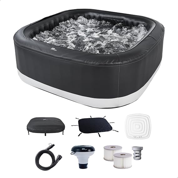 M Spa Square Inflatable Bubble Massage Spa, 4 to 6 Person Outdoor Hot Tub, Portland