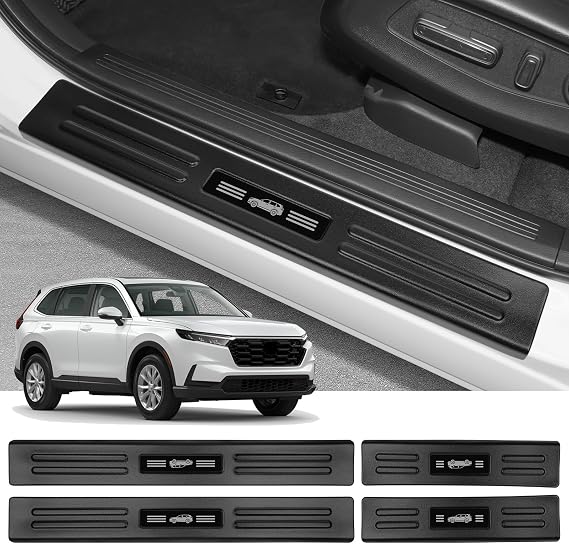 4PCS Door Sill Protector for Honda CRV 2026 2025 2024 2023 Hybrid (Include HEV) Accessories Matte Black ABS Material Front and Rear Door Car Pedal Kick Protection