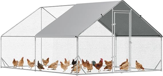 PawHut Chicken Run Galvanised Heavy Duty Walk-in Chicken Coop 3x4x2m