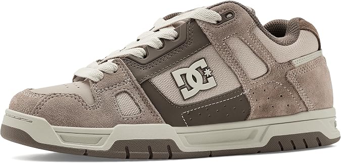 DC Shoes Mens Stag Low Rise Skate Skater Trainers - Taupe/Off-White - 11 UK