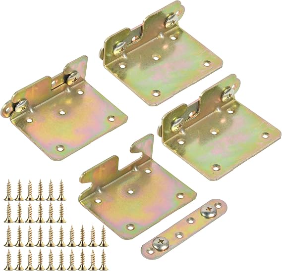 Bed Rail Bracket, Heavy Duty Non-Mortise Bed Rail Fittings with Screw,4 Set