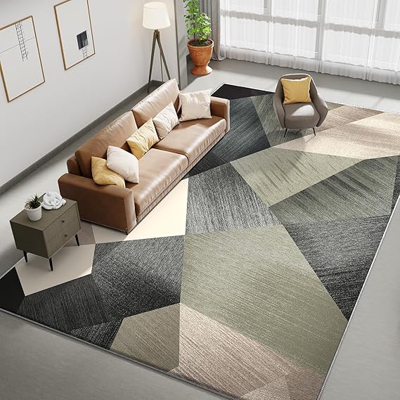 HOMFINE Green 160x230cm Geometric Modern Soft Sponge Material Area Rug