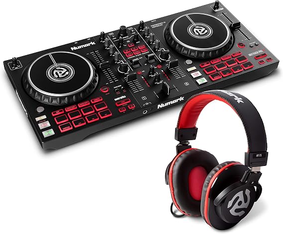 DJ Controller with Headphones - Numark Mixtrack Pro FX 2 Deck DJ Controller with DJ Mixer and Numark HF175 DJ Headphones with closed back over ear design