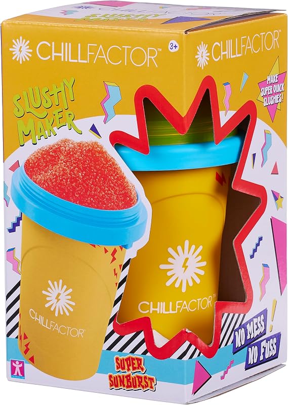 ChillFactor Colour Shock slushy maker Super Sunburst- Reusable slushy maker cup, homemade slushies. Squeeze cup slushy maker Kitchen toys, Orange