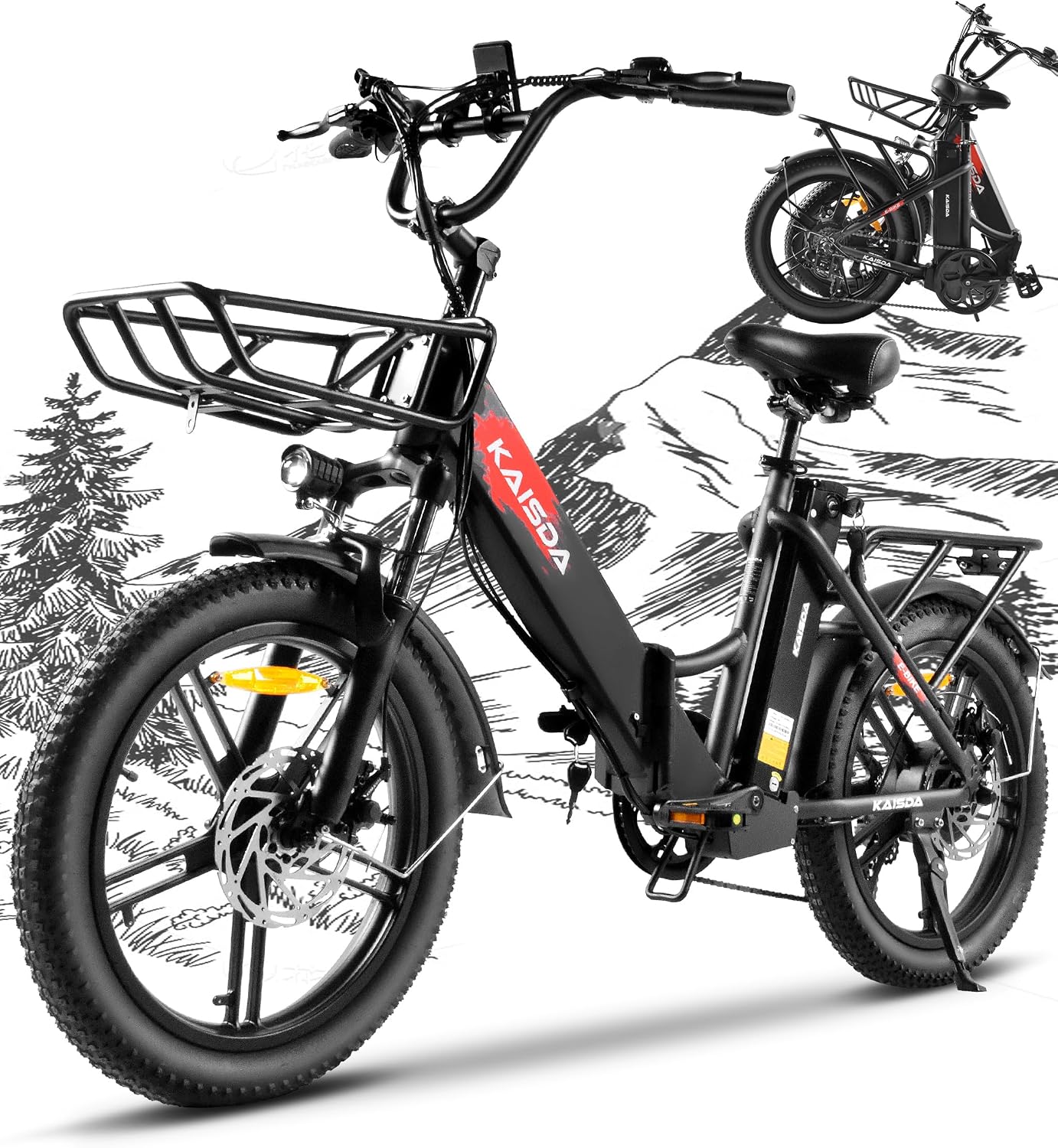 20-Inch Electric Folding Bike for Adults - 36V 20.8Ah Removable Li-Battery, 7-Speed with LCD Display, 55-90KM Range & 180mm Disc Brakes, Powerful Motor