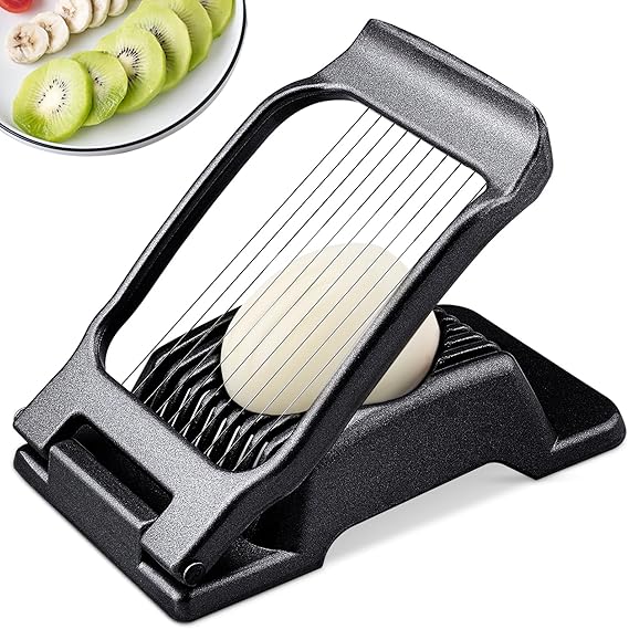 BIBURY Egg Slicer, Aluminium Egg Cutter for Hard Boiled Eggs, Black