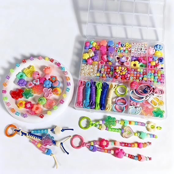 Kupor 480ピース DIY キーチェーン作成キット - 鮮やかなビーズ 収納ボックス付き 万能バッグチャーム用品 多用途ビーズキット キーチェーン/バッグチャーム/リップグロスチェーン用 初心者 女性 クラフター