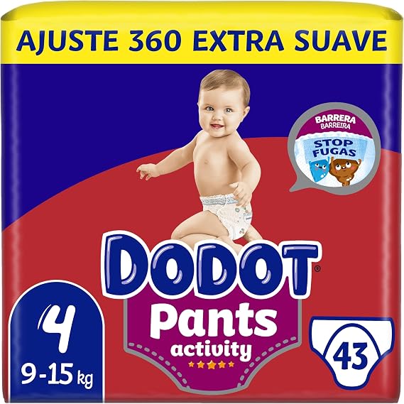 Dodot Activity Pants Diaper-Briefs Size 4, 43 Nappies, 9 kg-15 kg, With Barrier Stop Leaks That Helps Prevent Rear Leaks