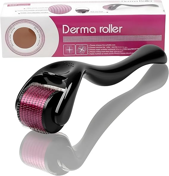 Derma skin Roller, Micro-needling Roller, Titanium 540 Needles,Facial Skin Roller Cellulite Hair Growth, Skin Anti Ageing Scar,use for women face massage, Neck Wrinkle Stretch (Needle Size 1.0mm)
