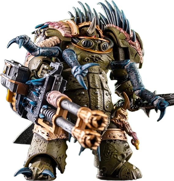 TOYVERSE JOYTOY 1/18 Action Figure Warhammer 40,000, Death Guard Blightlord Terminator 1 with Reaper Autocannon and Bubotic Blades, Mobile Joints Character Model, 14 cm, 15 Years and Older
