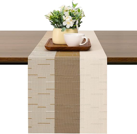 Table Runner for Dining Table, Washable Vinyl Woven Table Runners
