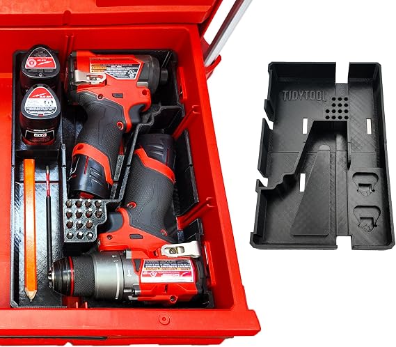 M12 Drill Driver Packout Drawer Insert for Milwaukee 3 Drawer Tool Box