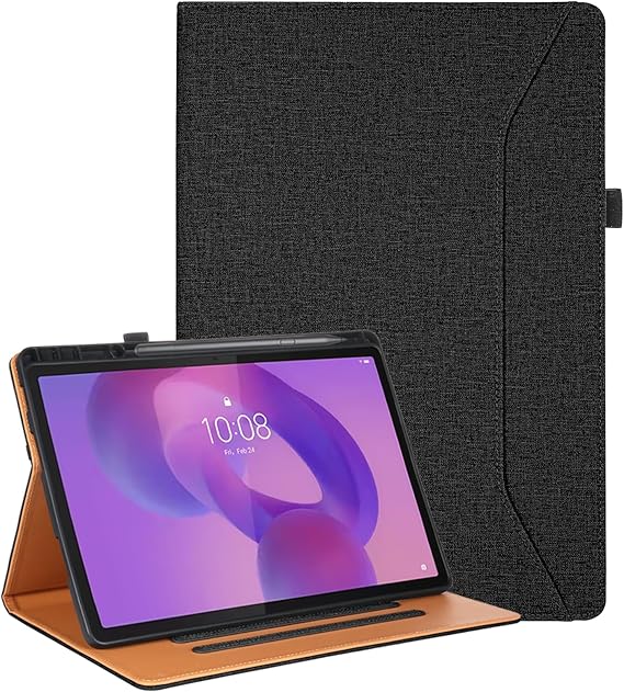 Vakarey Lenovo Idea Tab Pro Case with Shockproof Pencil Holder for Lenovo Idea Tab Pro Case 12.7 Inch 2025,Black