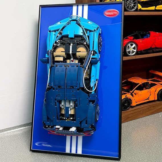 WETCEAOM Display Wallboard Compatible with Lego Technic Chiron 42083 Race Car Display, Wall Frame Compatible with Lego Car Wall Mount Display Lover, Frame Only! (No Model)