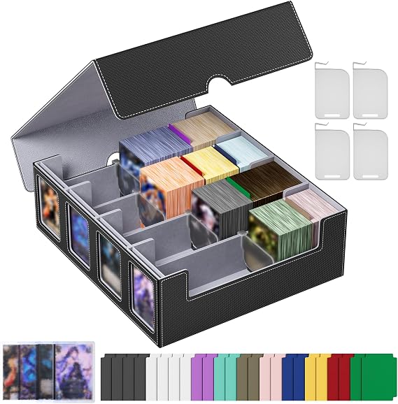 Dayacoco Four Rows Card Deck Box, Trading Card Storage Box for 2800+ Cards
