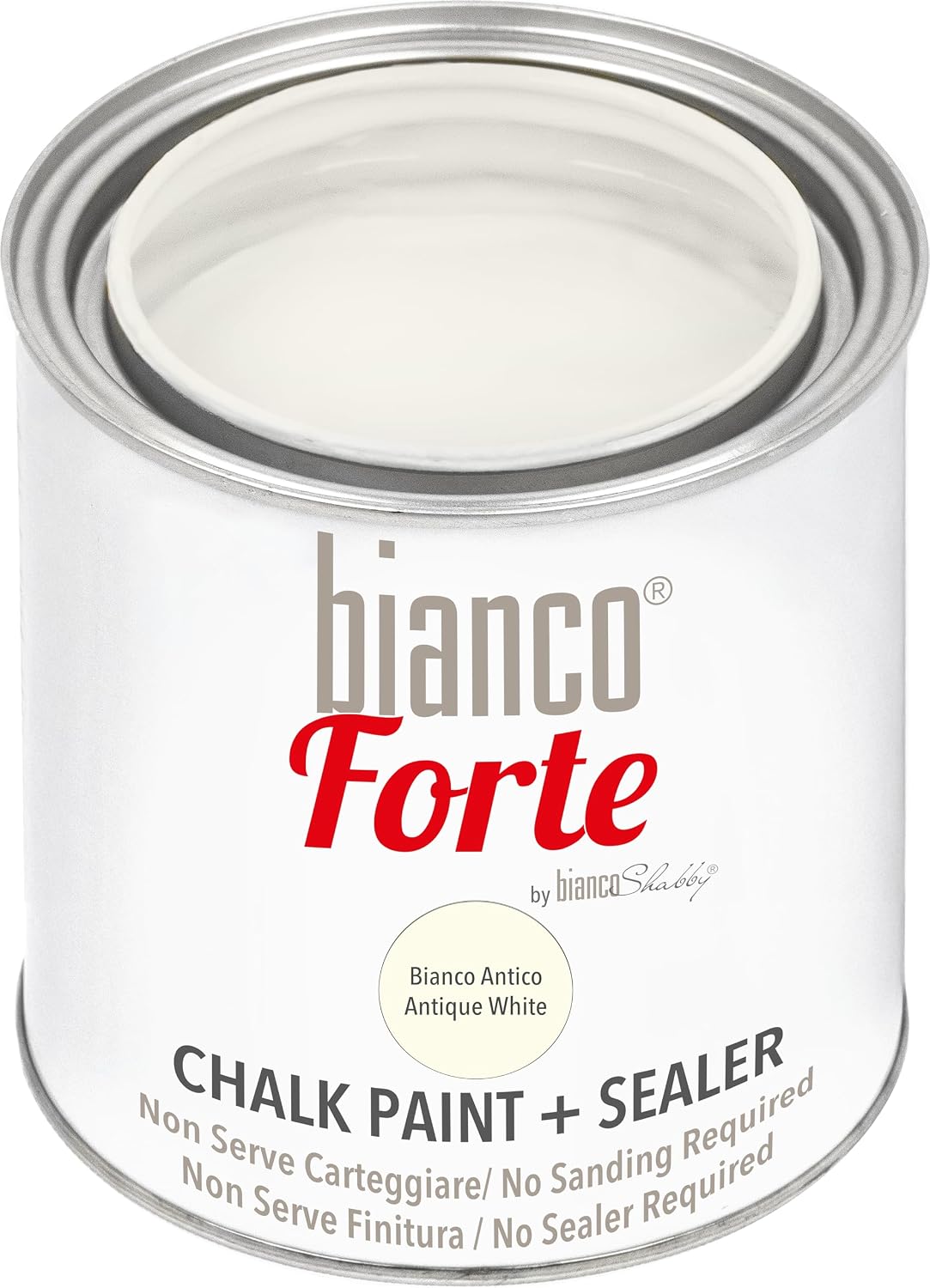Bianco Forte - Antique White - (250ml) - 2-in-1 Chalk Paint & Sealing: Highly Resistant Paint for Furniture Cabinets Walls & Doors - Quick Drying Indoor/Outdoor Matte Finish Easy Application