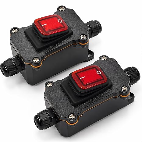 2 Pack Waterproof Inline Switch, 220V 30A Dual-Pole Outdoor Switch, ON/OFF Control & IP67 Waterproof Inline Switch for Outdoor Lighting, Garden Pumps, Lamps &More