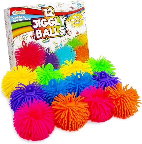 abeec 12 Pack of Jiggly Balls | Squishy Sensory Stress Balls for Kids & Adults | Party Bag Fillers, Fidget Toys & Anxiety Relief