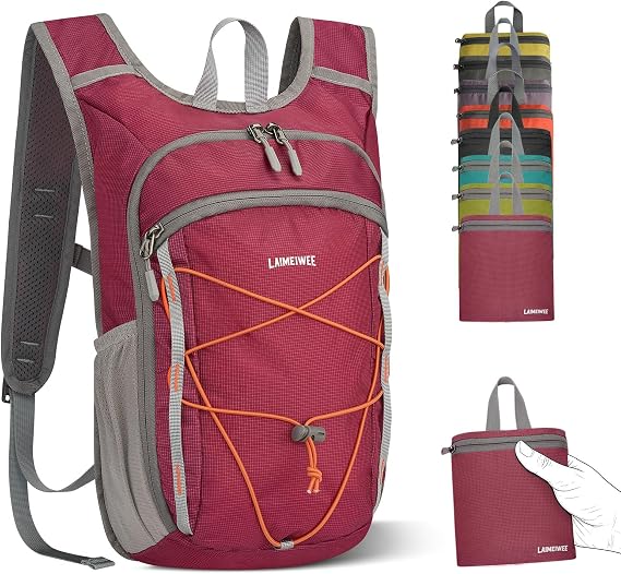 Lightweight Foldable Hiking Backpack - 13L Small Rucksack for Men & Women, Water-repellent Travel Bag, Packable Daypack for Walking, Camping, Sports & Outdoor (Magenta)