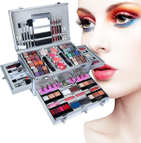102 Colors Make up set teenagers girls, Cosmetic Palette Set include Eyeshadow Palette Lipstick Blush Foundation Concealer Face Powder Mascara Lipgloss Brush for Every Woman(RED)