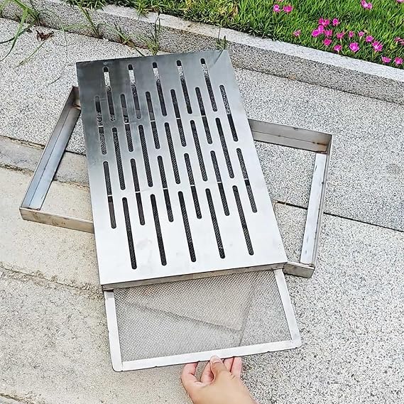 Paslanmaz Çelik Drenaj Izgarası ve Çerçevesi - Avlu, Garaj, Fransız Kanalizasyonları için Dış Mekan Drenaj Izgarası - Dayanıklı Metal Örgü Enkaz Filtresi, Sağlam Drenaj Çözümü