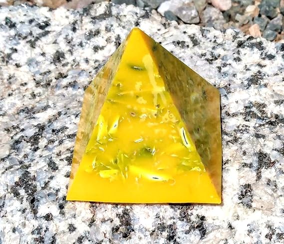 Pyramid Orgone Generator, Orgonite Energy Accumulator Tower Buster, EMF Protection (Yellow)