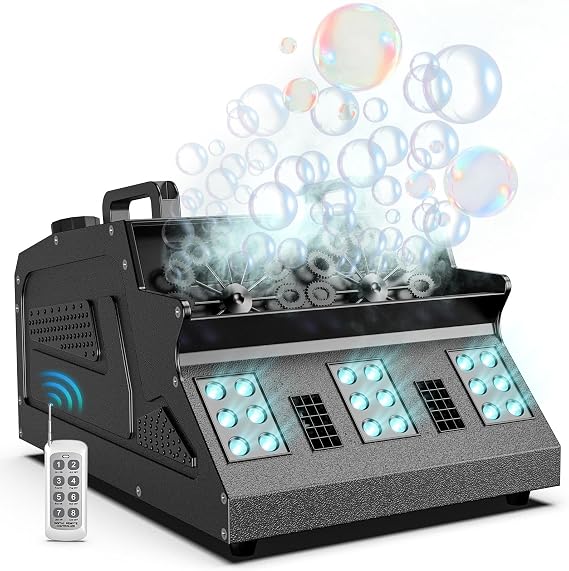 1500 W Bubble Machine Fog Machine with Remote Control DMX512 Smoke Bubble Machine with LED Support Independently Controlled for Weddings Stages Parties Halloween Christmas
