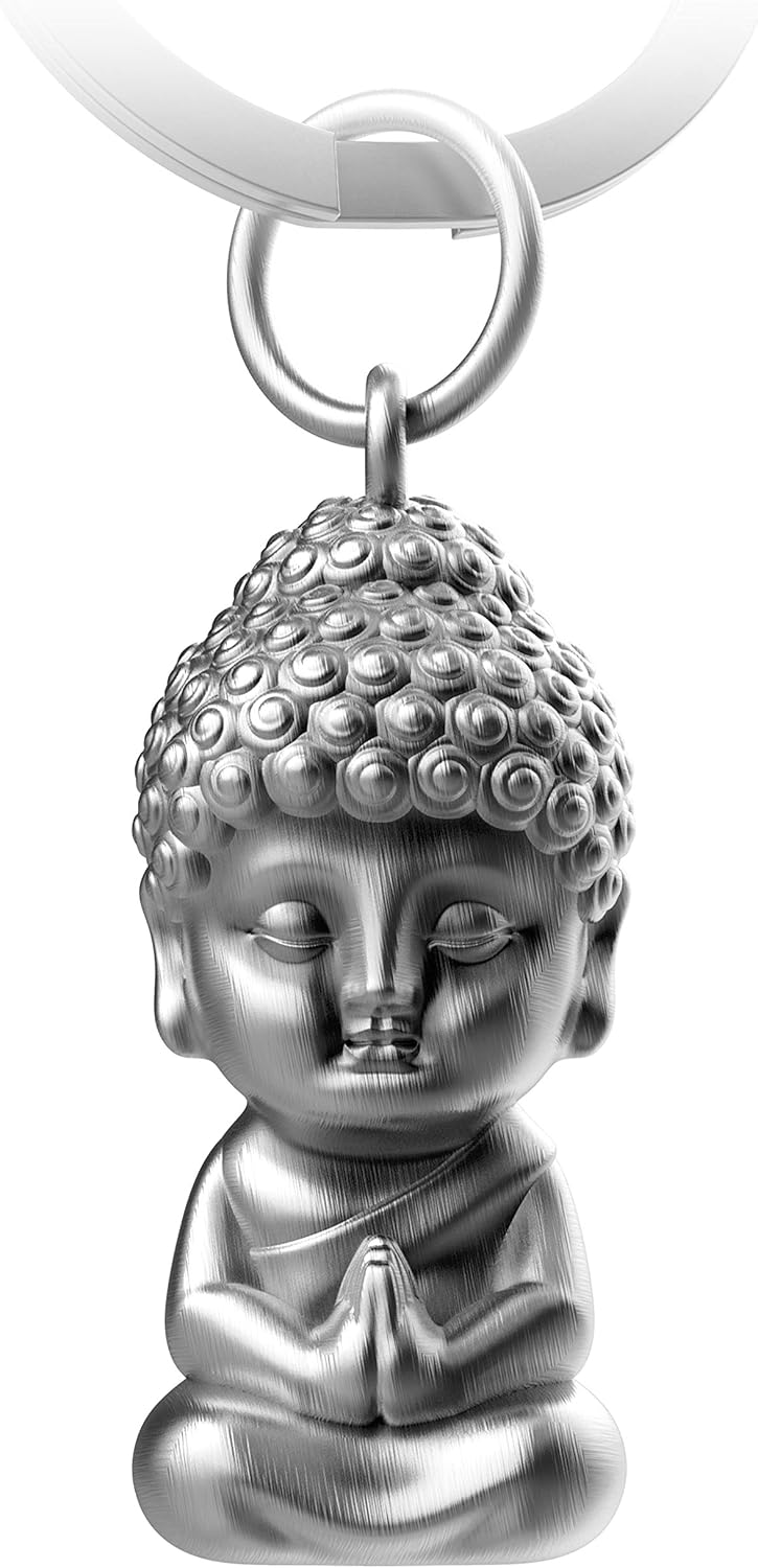 FABACH Buddha Keyring Karma - Buddha Pendant Made of Metal - Mini Buddha Lucky Charm Car - Buddhism Key Ring Chakra Yoga Gift Figure