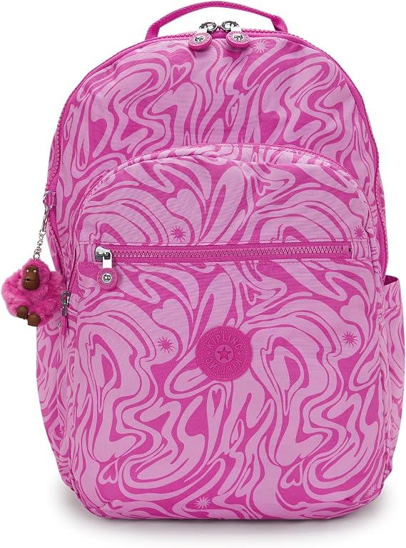 Kipling Women's Seoul Extra Large 17" Laptop Backpack, Durable, Roomy with Padded Shoulder Straps, Built-In Protective Sleeve, Wavey Wonder, 13.5''L x 17.75''H x 9''D, Kipling Women's Seoul XL